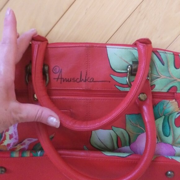 Anuschka ISLAND ESCAPE  Leather bag With Tropical Flowers hand painted - Picture 10 of 16